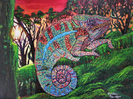 Chameleon In the Forest, 16" x 12"